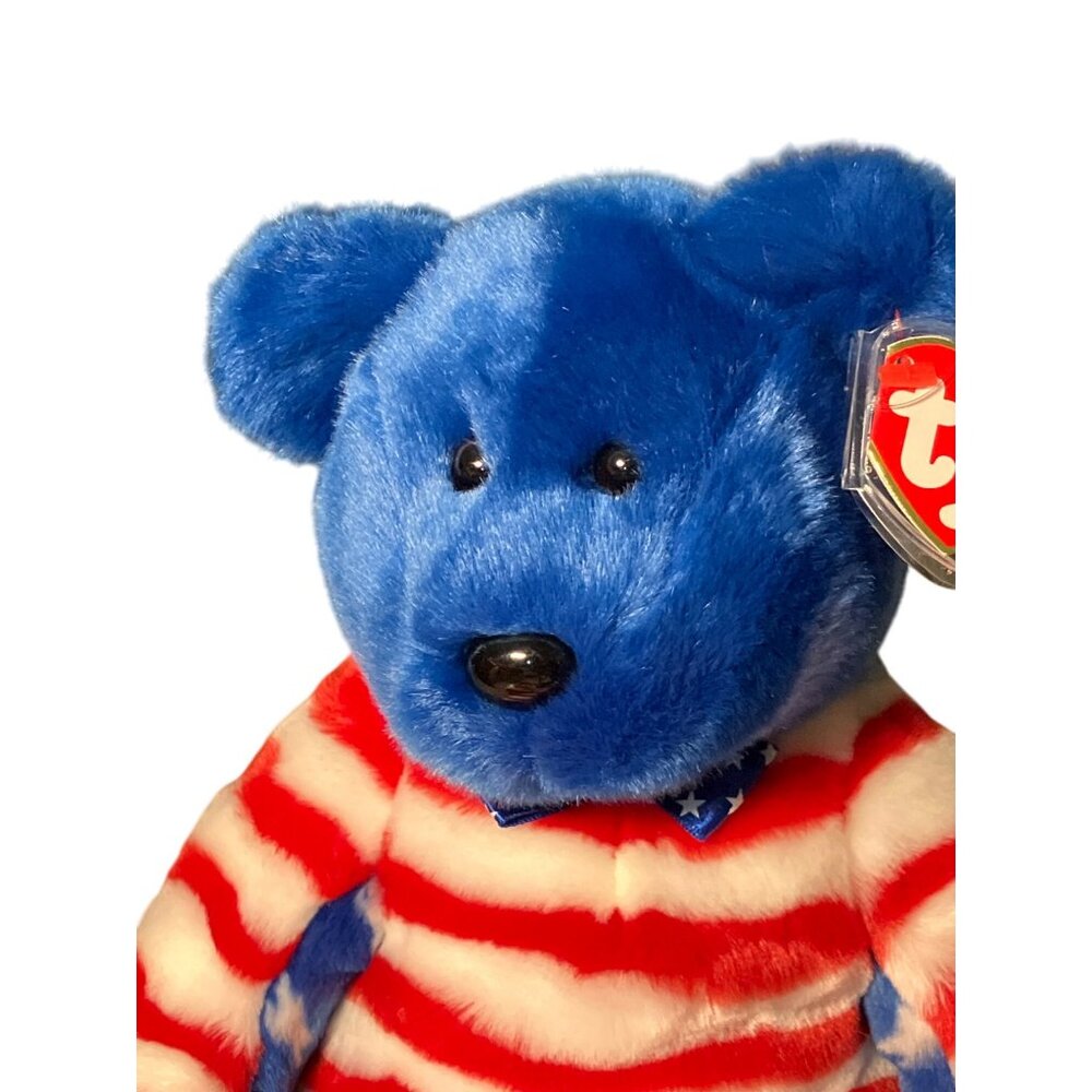 Ty Beanie Buddy Bear LIBERTY BLUE HEAD Plush Bear RETIRED - Picture 2 of 10